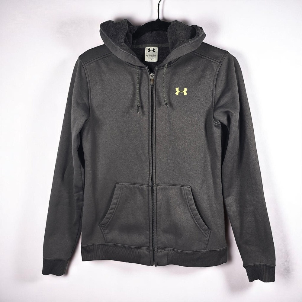 Under Armour Full Zip Hoodie Athletic Warm Up Jacket Gray Small Gray Fleece